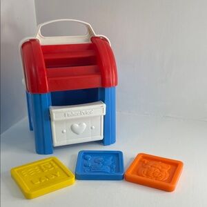 Vintage 1989 Fisher Price Sort and Stack Mailbox Toy w/ 3 letters